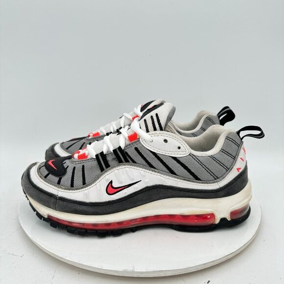 Nike Air Max 98 Women Size 9 AH6799-104 Red White Silver Grey Training Shoes - Picture 1 of 11